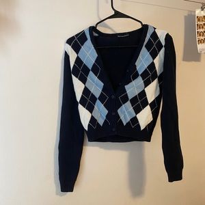 brandy melville blue argyle cardigan sweater